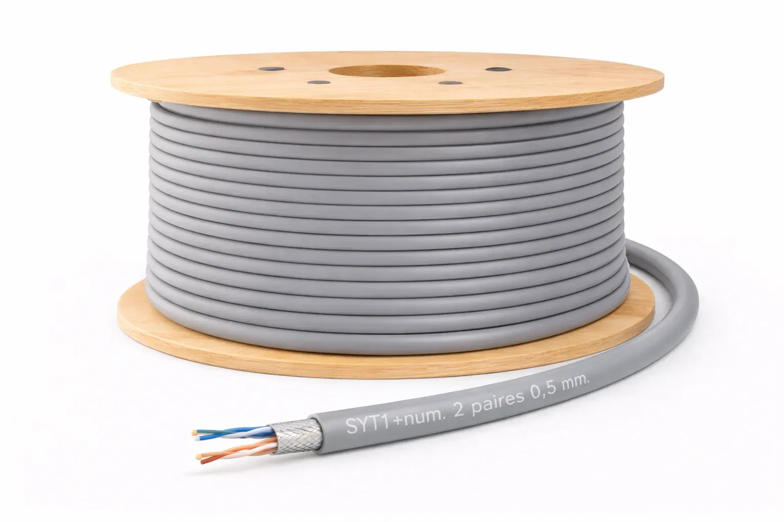 Câble téléphonique SYT1+num. 2 paires 0,5 mm – gris – au mètre (touret) — image 1