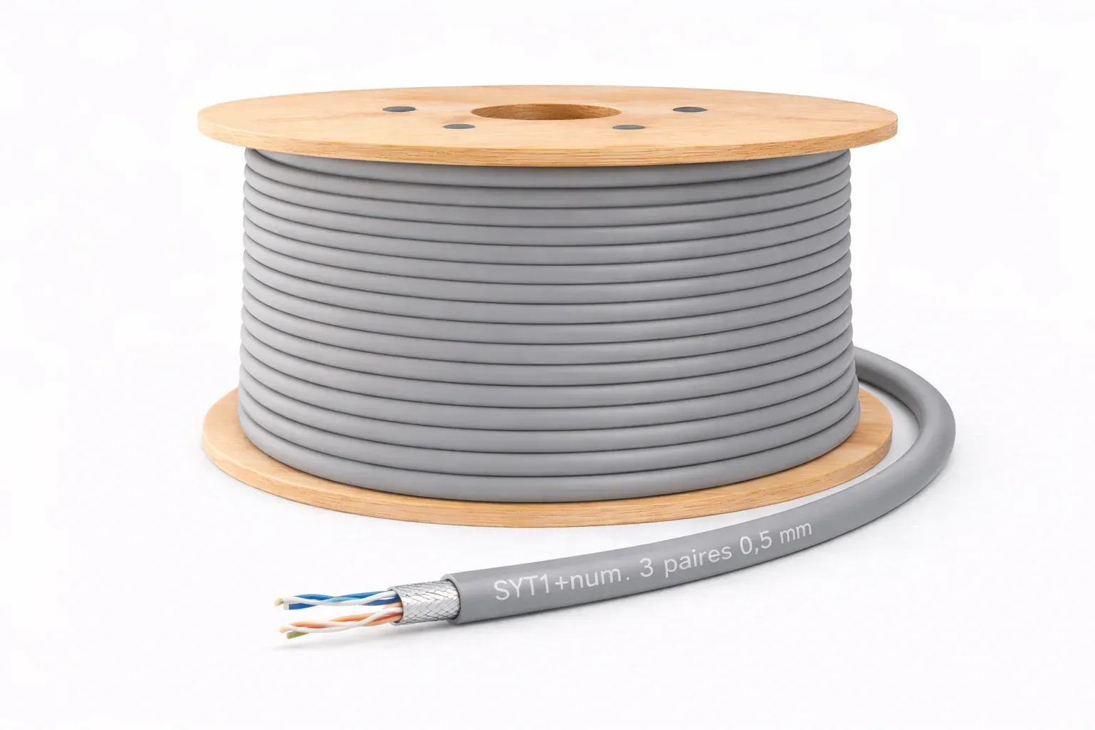 Câble téléphonique SYT1+num. 3 paires 0,5 mm – gris – au mètre (touret) — image 1