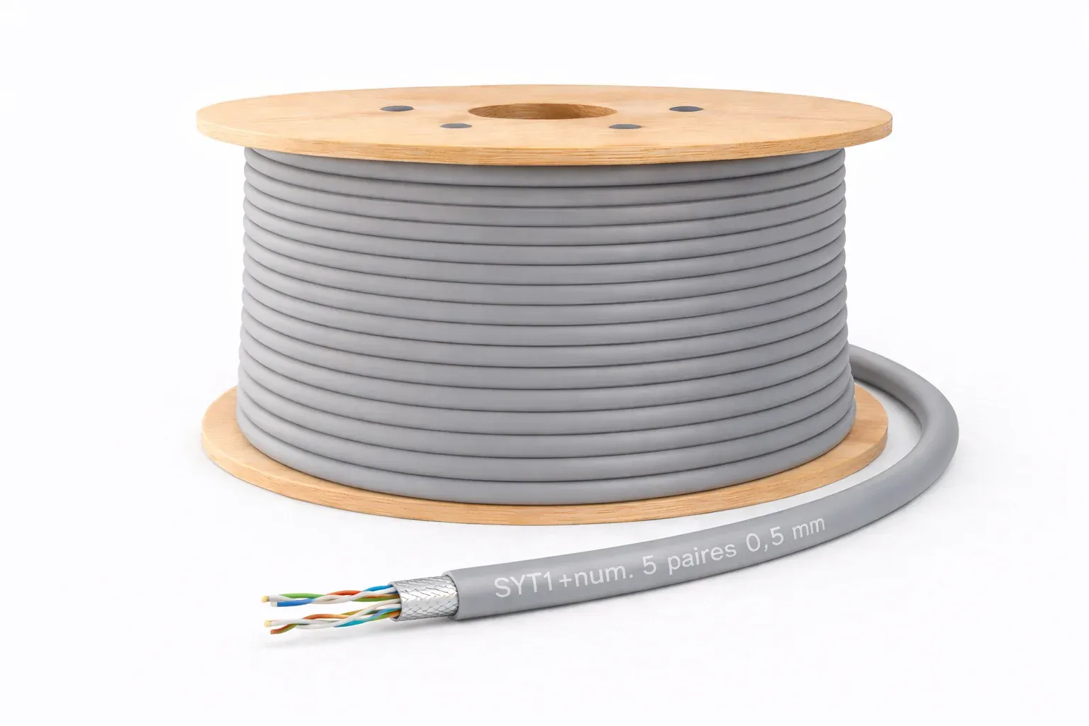 Câble téléphonique SYT1+num. 5 paires 0,5 mm – gris – au mètre (touret) — image 1