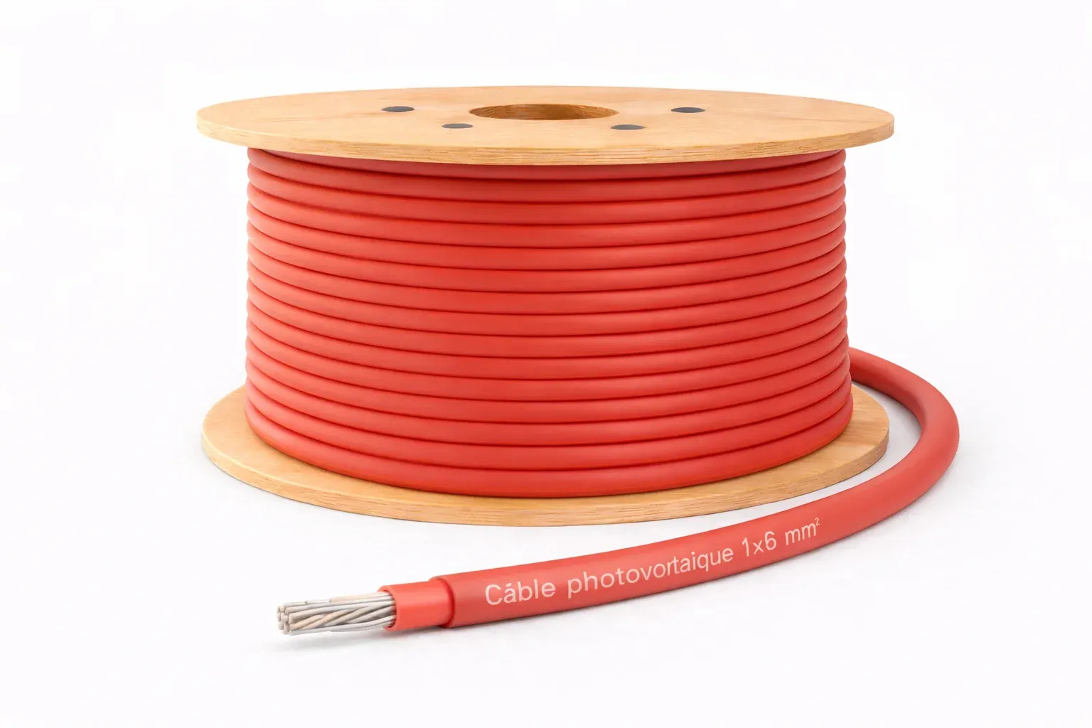 Câble photovoltaïque 1×6 mm² – rouge – au mètre (touret) — image 1
