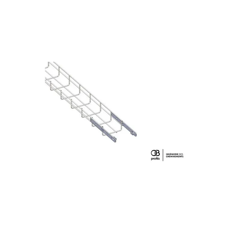Chemin de câbles fil — largeur 100 mm — hauteur 54 mm — auto-éclisse — galvanisé à chaud — 3 m — image 1