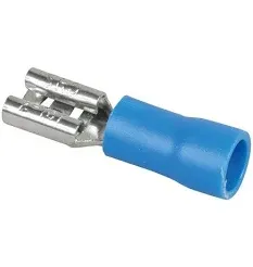 Cosse plate femelle Faston 6,35 mm — partiellement isolée bleue — boîte 50 — image 1