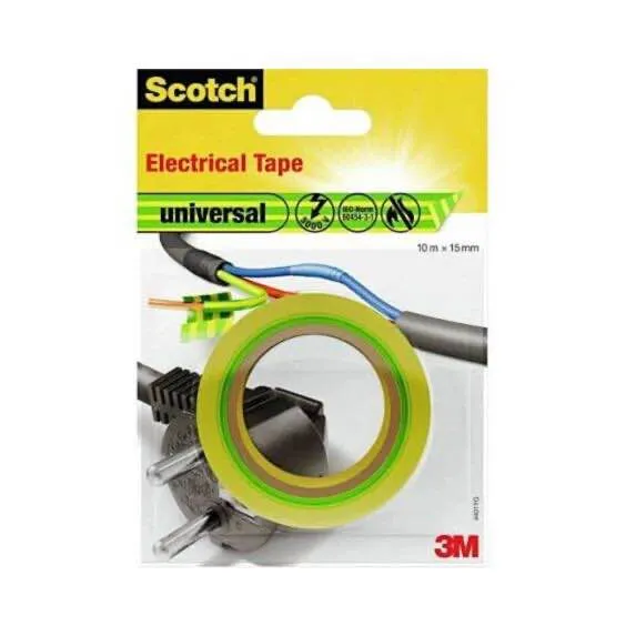 Ruban isolant vinyle vert/jaune — identification terre — Temflex 1500 — image 1