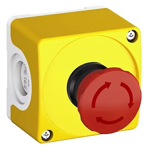 Boîtier d'arrêt d'urgence — saillie — champignon Ø 40 mm — déverrouillage par rotation — 2NF — IP67 — image 1