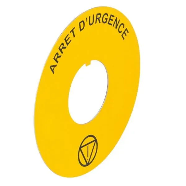 Étiquette Ø60 arrêt d'urgence — jaune — Ø22 — image 1