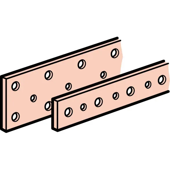 Barre cuivre plate rigide 18×4 mm — trous taraudés M6 — 990 mm — 245/200 A — image 1