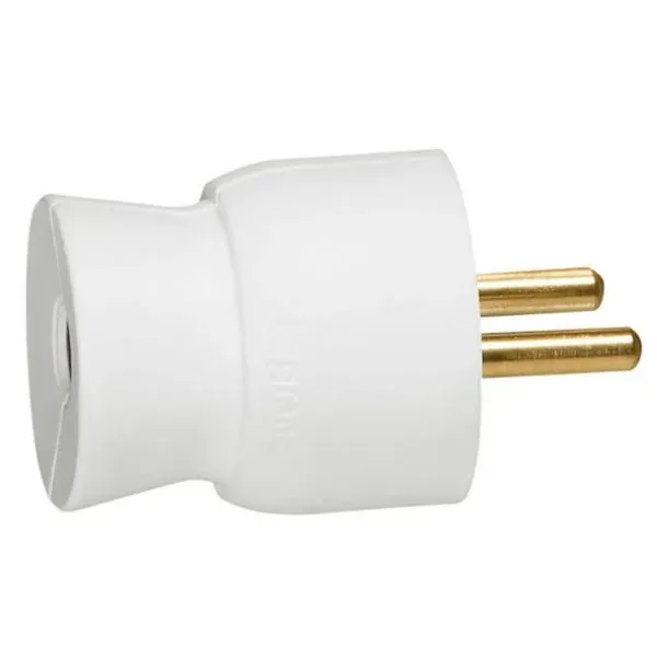 Fiche 2P+T 16 A plastique — sortie droite — blanc — image 1