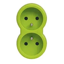 Fiche biplite 2 sorties frontales 2P+T 16 A 230 V — vert — image 1