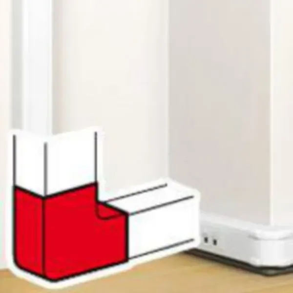 Angle plat 90° pour goulotte 50×105 — blanc