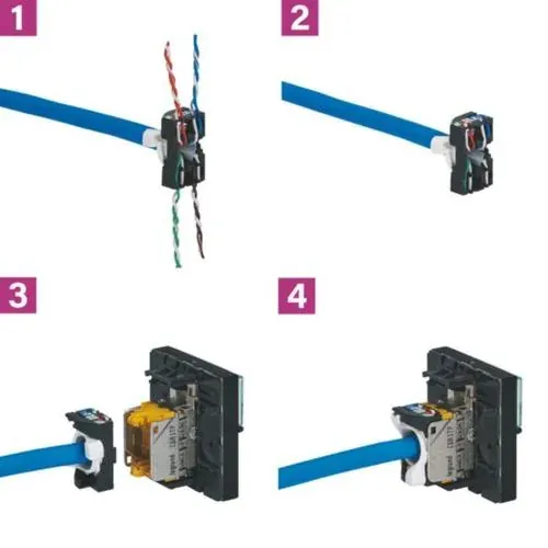 Prise RJ45 Cat6 FTP — 2 modules — inclinée 45° — blanc — image 1