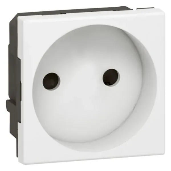 Prise 2P sans terre — 1 rangée × 2 modules — blanc — image 1