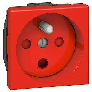 Prise 2P+T détrompage — 1 rangée × 2 modules — rouge — image 1