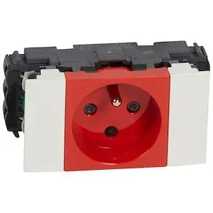 Prise 2P+T détrompage pour goulotte — 1 rangée × 2 modules — rouge — image 1