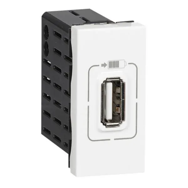 Chargeur USB-A — 1 rangée × 1 module — 5 V-1,5 A (7,5 W) — blanc
