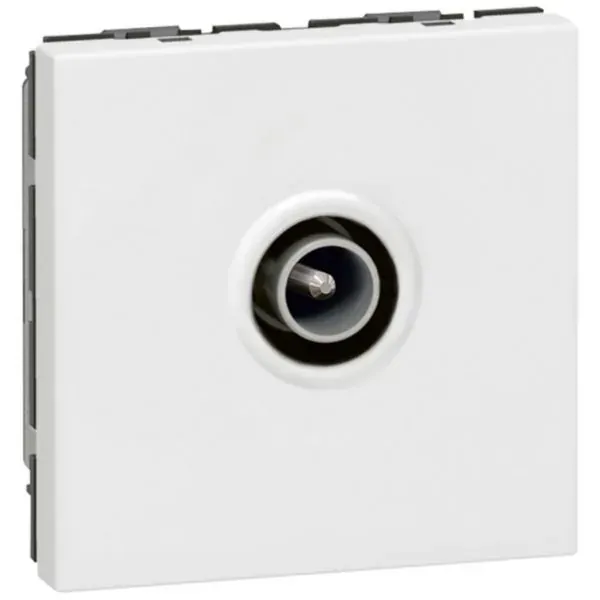 Prise TV mâle Ø9,52 mm — 1 rangée × 2 modules — blanc