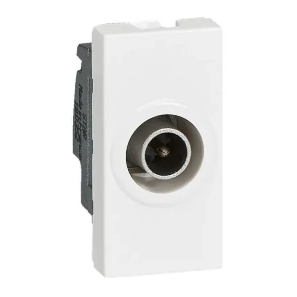 Prise TV mâle Ø9,52 mm — 1 rangée × 1 module — blanc