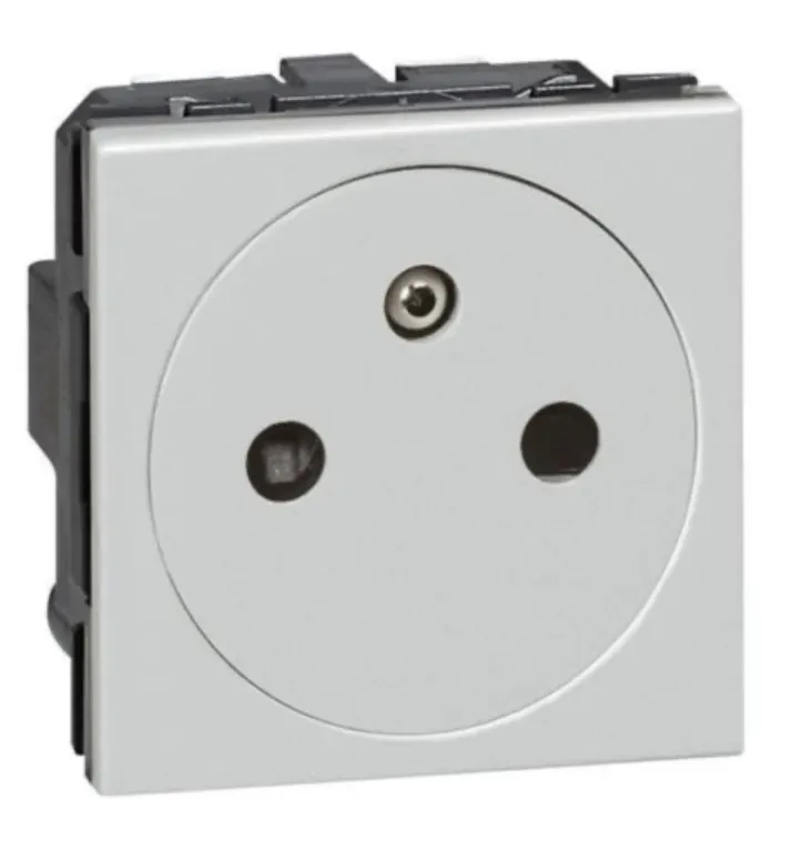 Prise 2P+T surface — 1 rangée × 2 modules — aluminium — image 1