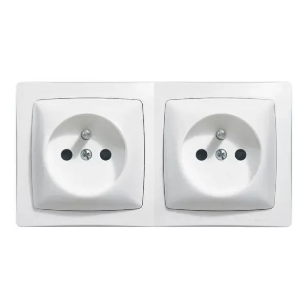Double prise 2P+T précâblée saillie Oteo — blanc — image 1
