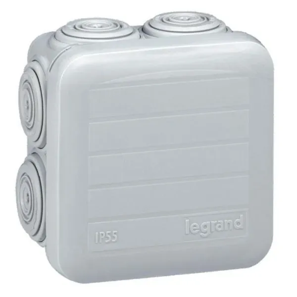 Boîte de dérivation 65×65×40 mm — 7 entrées membranes — gris RAL7035 — image 1