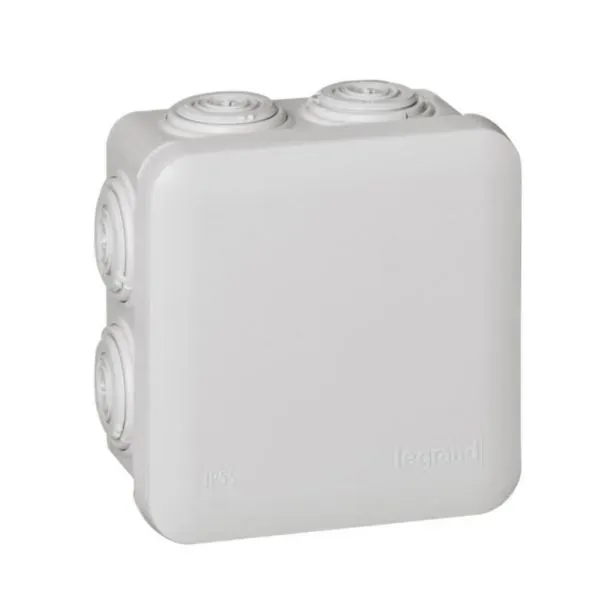 Boîte de dérivation 80×80×45 mm — 7 entrées — gris RAL7035 — image 1