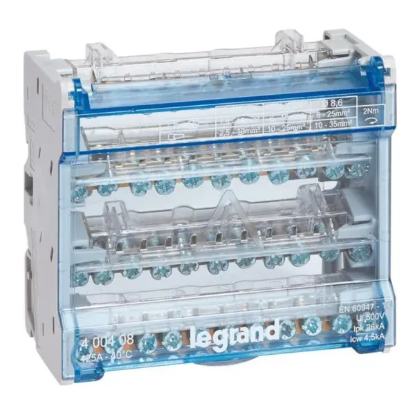 Répartiteur modulaire Legrand — 4P 125 A — 10 départs — 6 modules — image 1