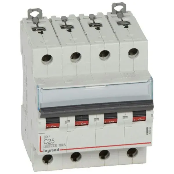 DX³ 6000 — Disjoncteur 4P 25 A courbe C — 10 kA — 1 rangée × 4 modules — image 1