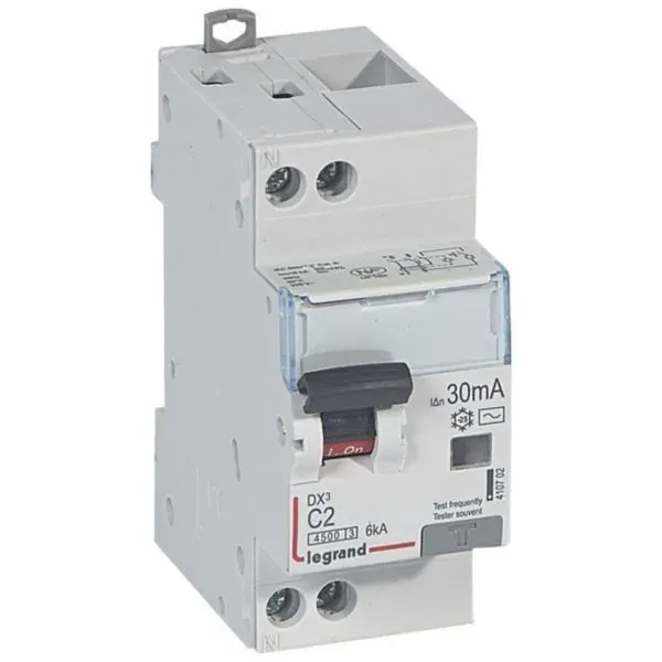DX³ 4500 — Disjoncteur différentiel 1P+N 2A Courbe C — Type AC 30mA — 1 rangée × 2 modules — image 1