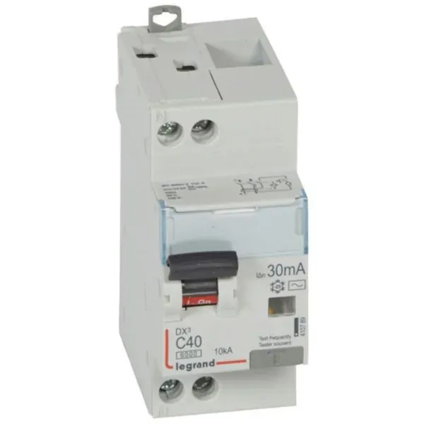 DX³ 6000 — Disjoncteur différentiel 1P+N 40A courbe C — type AC 30mA — 10 kA — bornes à vis — image 1