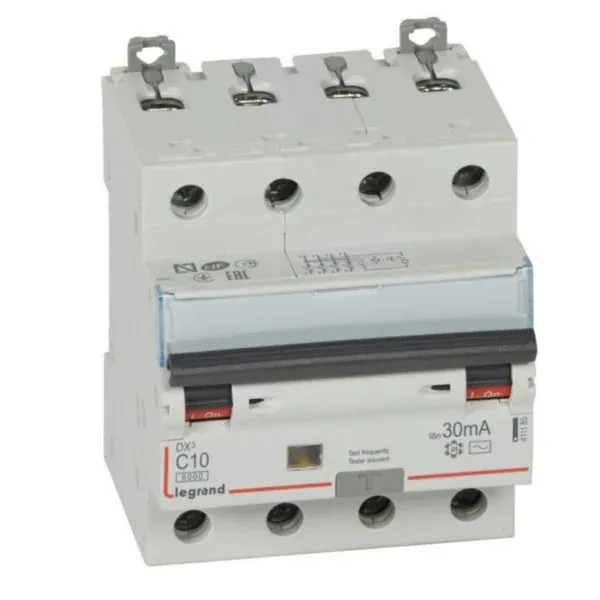 DX³ 6000 — Disjoncteur différentiel 4P — 10A — type AC 30mA — 1 rangée × 4 modules — image 1