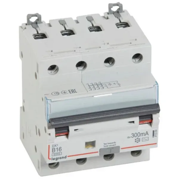 DX³ 6000 — Disjoncteur différentiel 4P 16 A type AC — 10 kA — 1 rangée × 4 modules — image 1