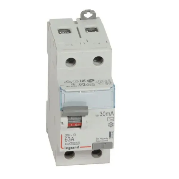 DX³ — Interrupteur différentiel 2P 63 A type AC 30 mA — 2 modules