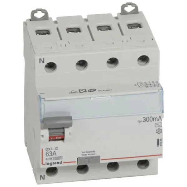 DX³ — Interrupteur différentiel 4P 63 A 300 mA type AC — 1 rangée × 4 modules — image 1
