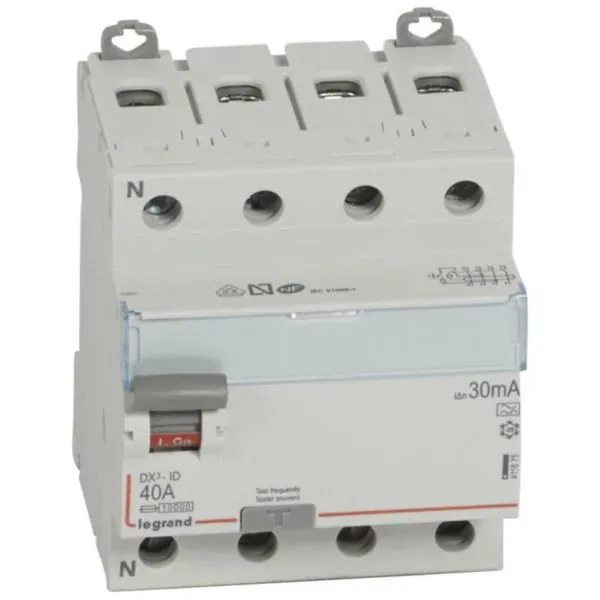 DX³-ID — Interrupteur différentiel 4P 40A type A 30mA — 1 rangée × 4 modules — image 1
