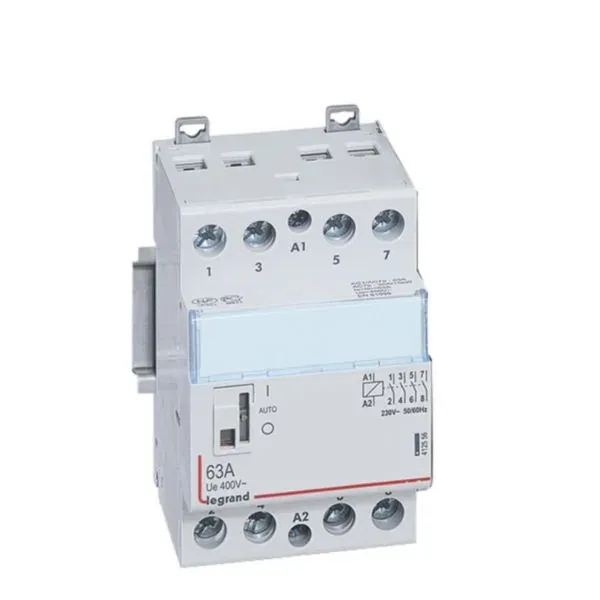 Contacteur de puissance 4P 63 A 230 V~ 4 NO — 1 rangée × 3 modules