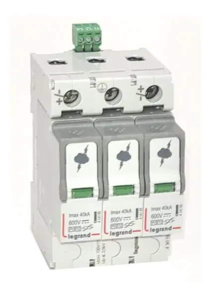 Parafoudre PV type 2 — 2 pôles — 600 V DC — 1 rangée × 3 modules — image 1