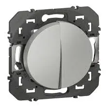 Double interrupteur va-et-vient — 10 AX — effet aluminium Dooxie