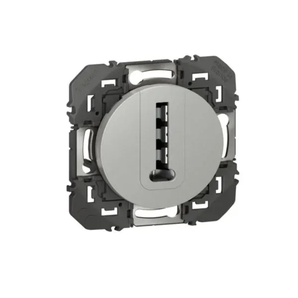 Prise téléphonique en T — finition alu — gamme Dooxie