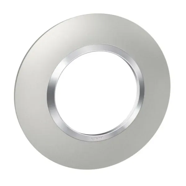 Plaque de finition ronde — 1 poste — effet aluminium
