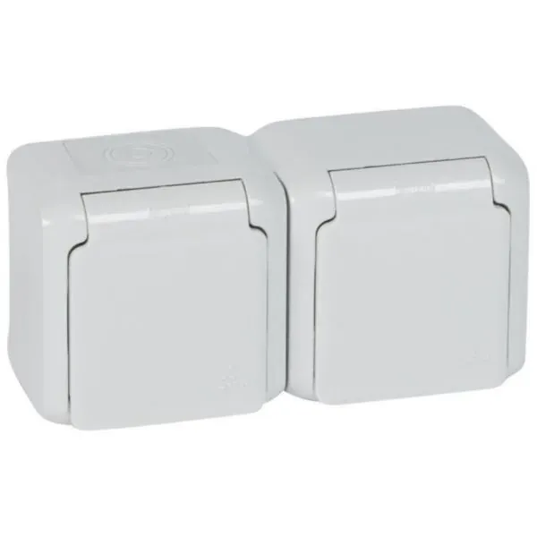 Double prise 2 x 2P+T 16 A — IP44 — gris brillant Forix — image 1