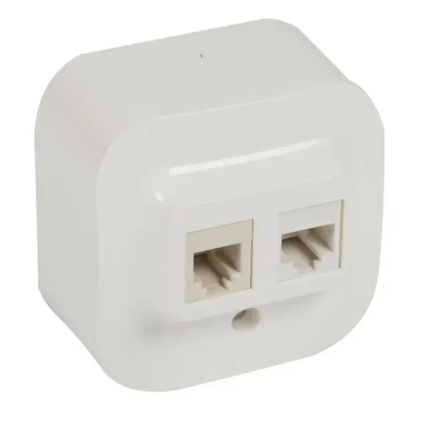 Prise combinée RJ11 + RJ45 Cat5e UTP — IP2X — blanc brillant — image 1