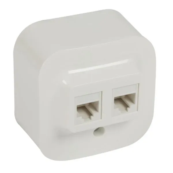 Double prise RJ45 Cat5e UTP — IP2X — blanc brillant — image 1