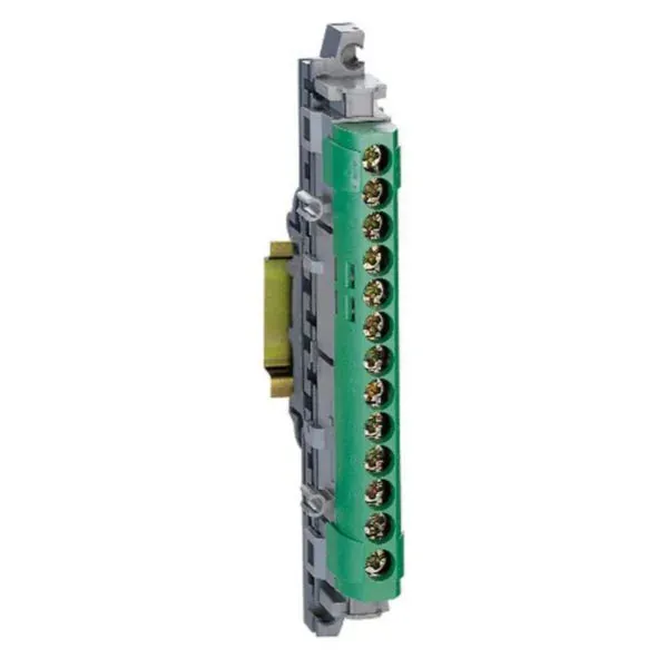 Bornier de répartition de terre isolé — IP2X — 1×6–25 mm² + 12×1,5–16 mm²