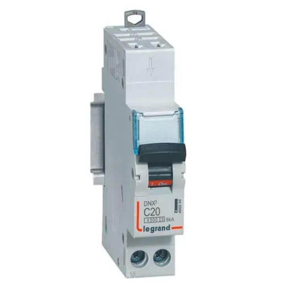 DNX³4500 — Disjoncteur 1P+N — 20 A courbe C — 6 kA — 1 module — connexion auto/vis — image 1
