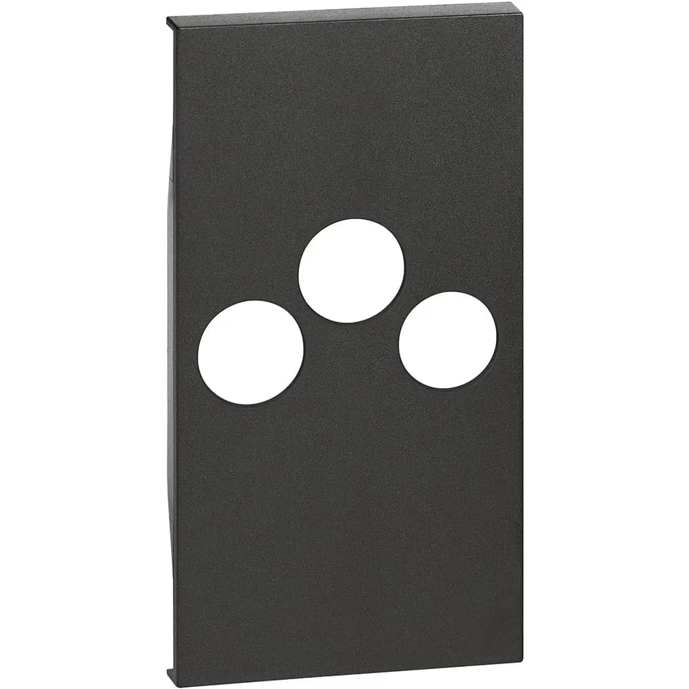 Enjoliveur plastron — TV/R/SAT — 1 rangée × 2 modules — noir — image 1