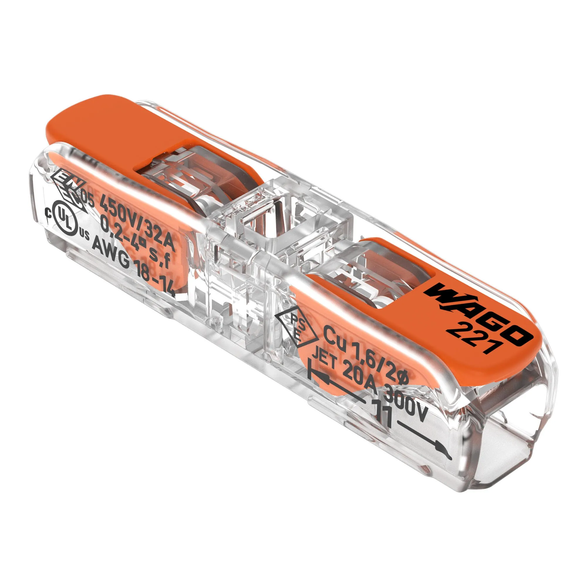 Connecteur à levier inline 2 conducteurs 0,14–4 mm² — image 1