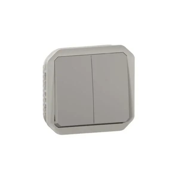 Commande double interrupteur/va-et-vient ou poussoir — Plexo IP55 IK08 gris