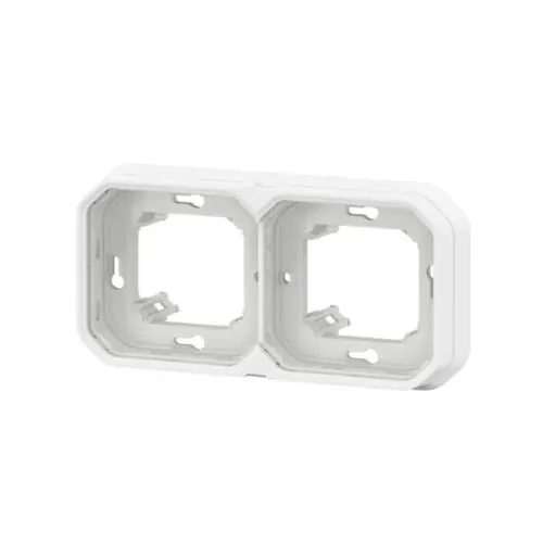 Support de plaque encastré — 2 postes — H/V — IP55 — blanc