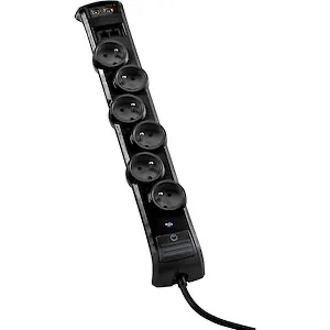 Bloc multiprise parafoudre — 6 prises — TV — RJ45 — câble 1,5 m — noir — image 1