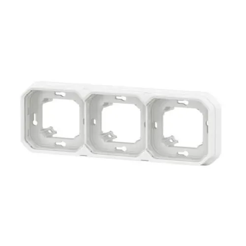 Support de plaque encastré — 3 postes — IP55 — blanc