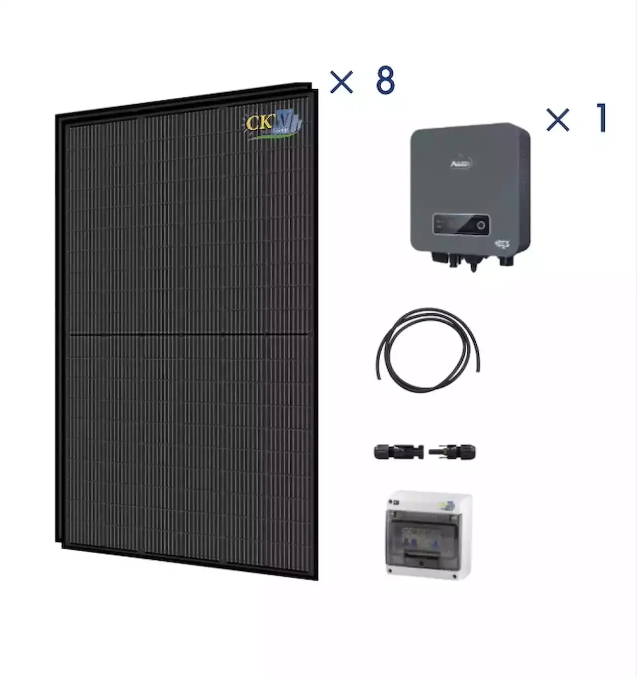 Kit photovoltaïque Full Black 3 kWc — 8 panneaux 375 Wc — onduleur 3 kW — image 1